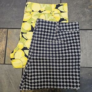 Ann Taylor City Shorts 12P Lemon Print, Diamond Geometric Twill Chino Bundle 2